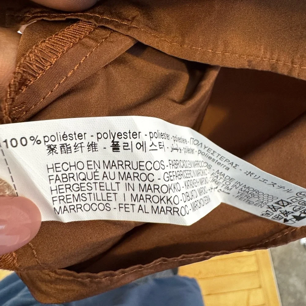 Zara Brown Midi Dress with Puff Sleeves - Picture 7 of 9